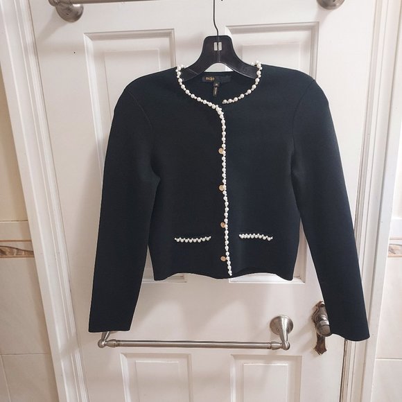 Maje Black Pearl Button Cardigan - Picture 1 of 8